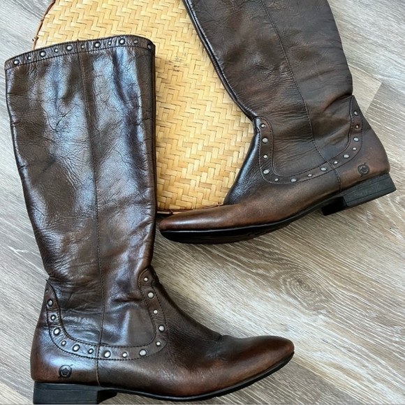 Born Cognac Leather Studded Boots Tall. - Picture 8 of 8